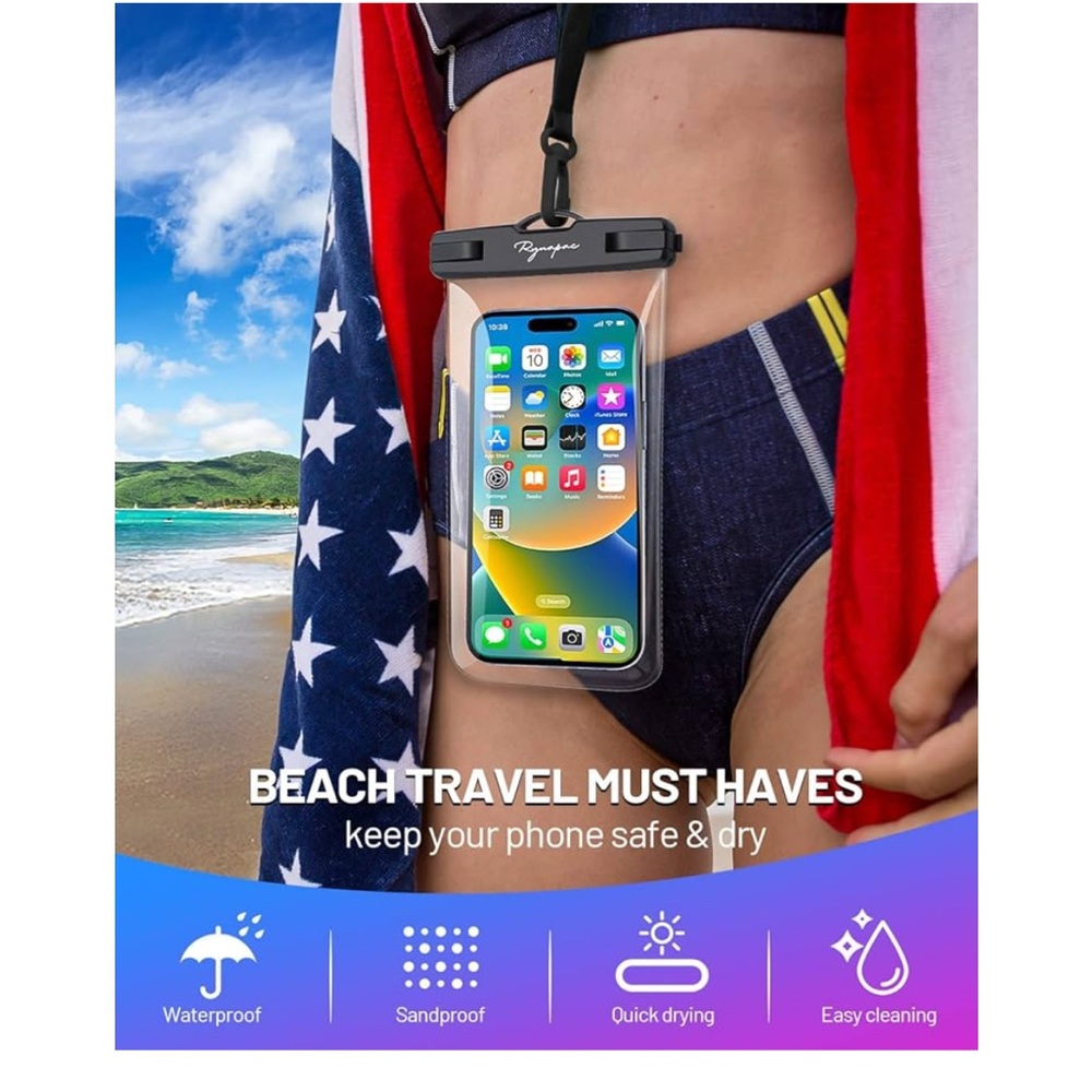 Set of 2!! Universal Underwater Cell Phone Dry Bag w/ Lanyard, Large Size,2 pack